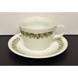 Vintage Corning Corelle Spring Blossom Crazy Daisy 1970s Cup Saucer Set